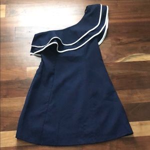EUC one shoulder She & Sky navy dress S